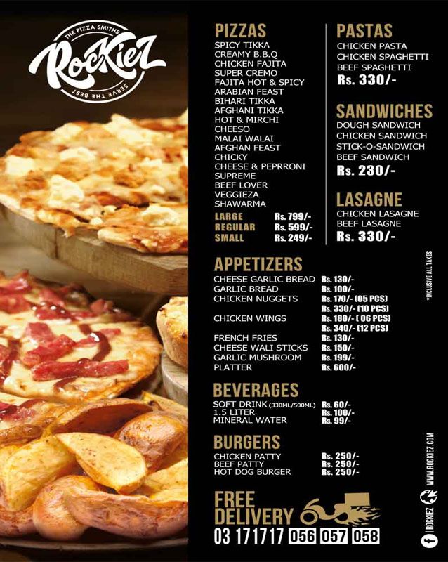 Rockiez menu