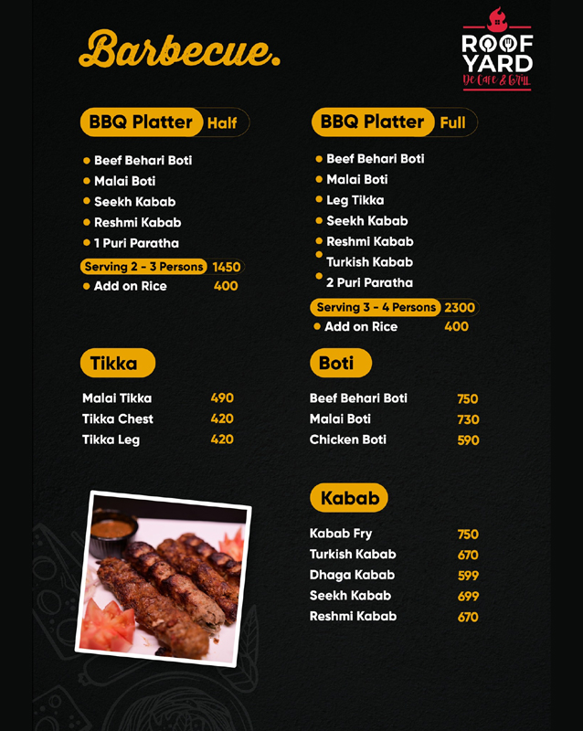 Roof yard menu