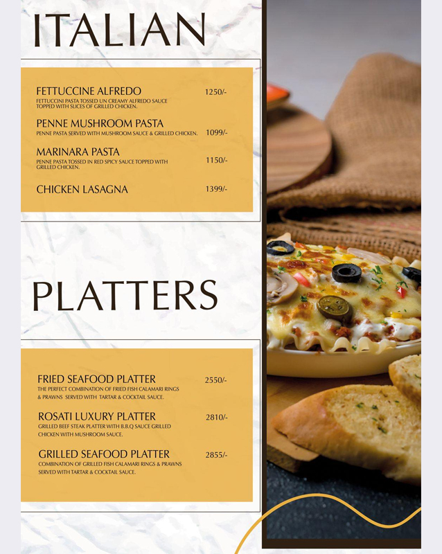 Rosati Bistro menu