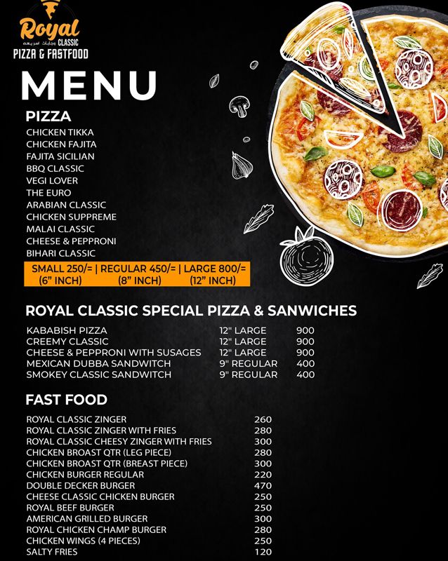 Royal Classic Pizza & Fast Food menu