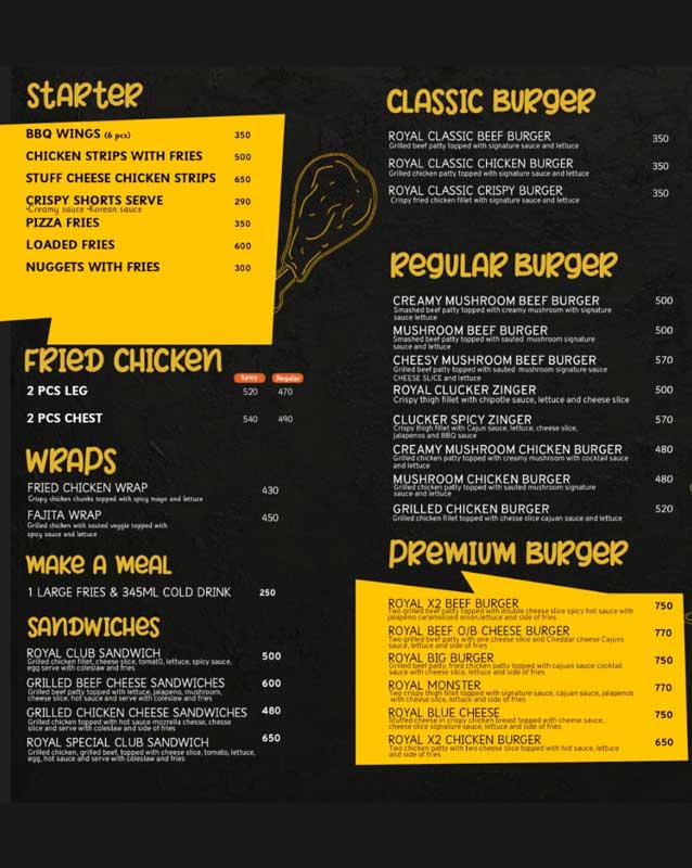 Royal Feast menu