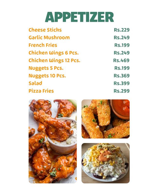 Royal Green Pizza menu