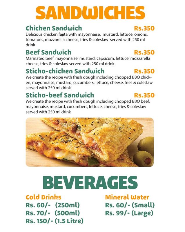 Royal Green Pizza menu