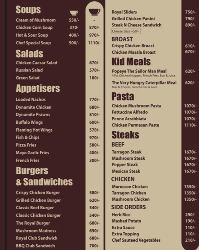 Royal Ice & Spice menu