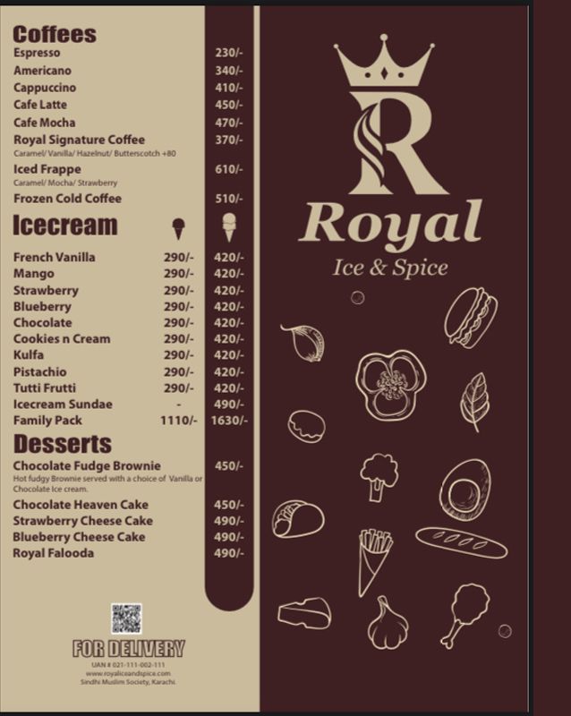 Royal Ice & Spice menu