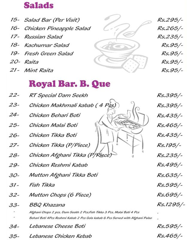 Royal Taj Restaurant menu