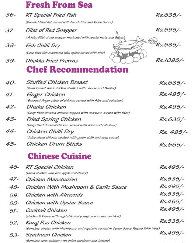 Royal Taj Restaurant menu