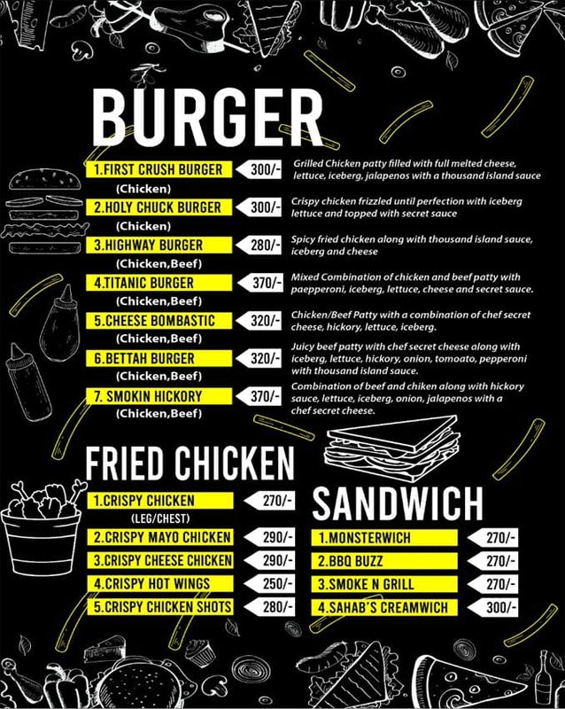 Sahab's Cafe menu