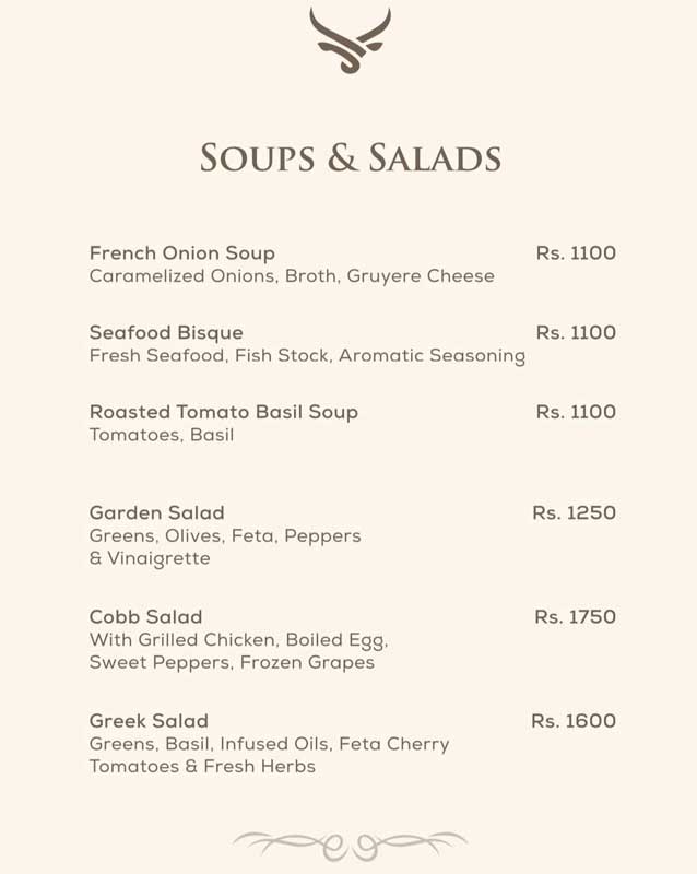 Saltage Steakhouse menu