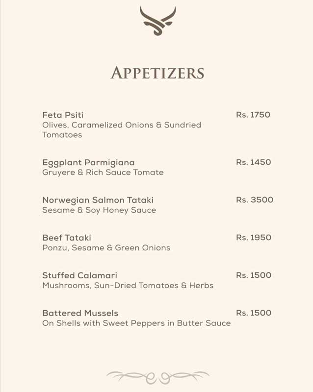 Saltage Steakhouse menu