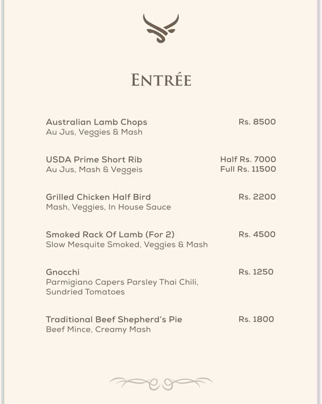Saltage Steakhouse menu