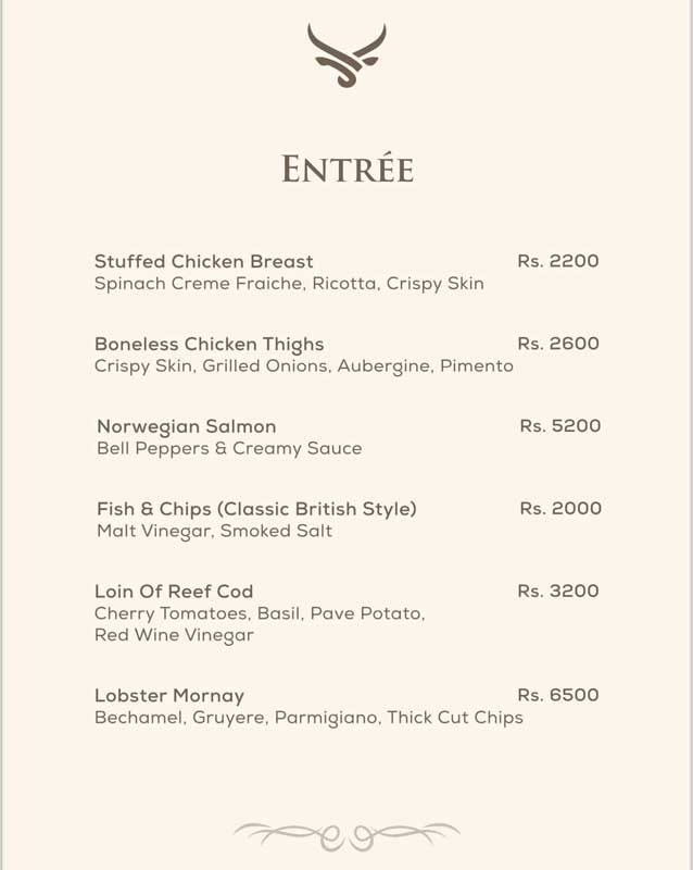 Saltage Steakhouse menu