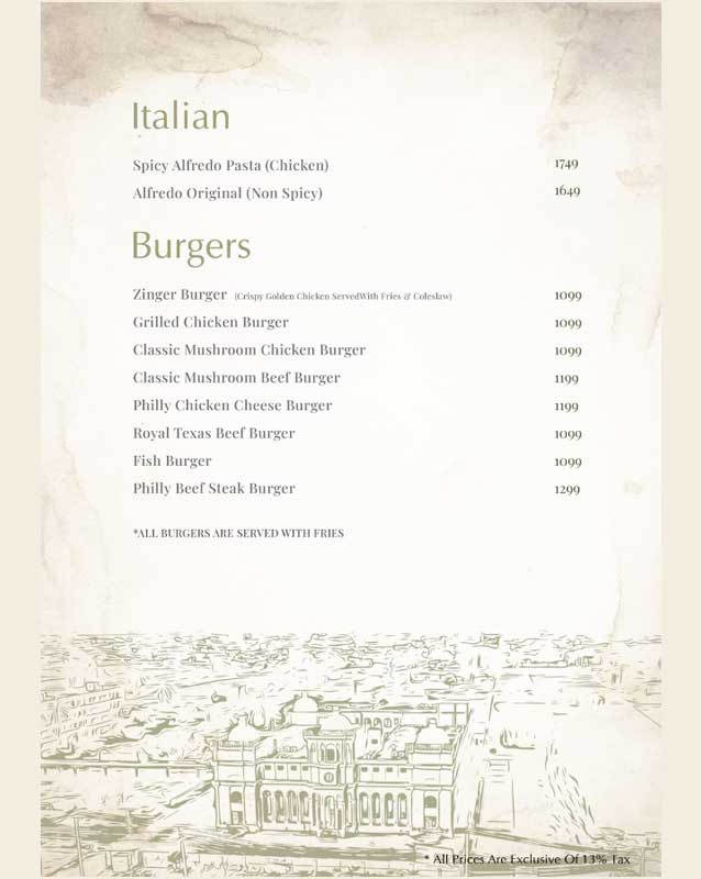 Saltanat Restaurant menu