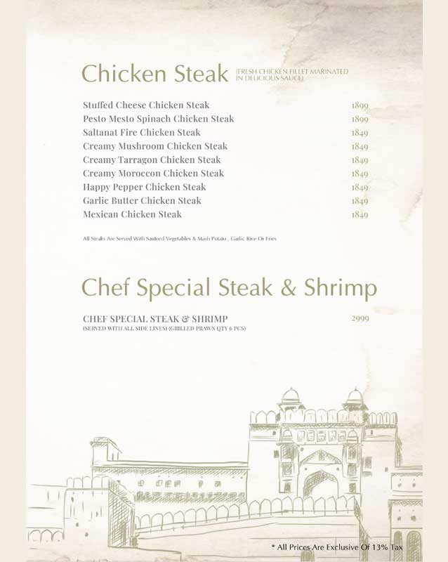 Saltanat Restaurant menu