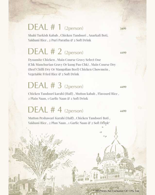Saltanat Restaurant menu