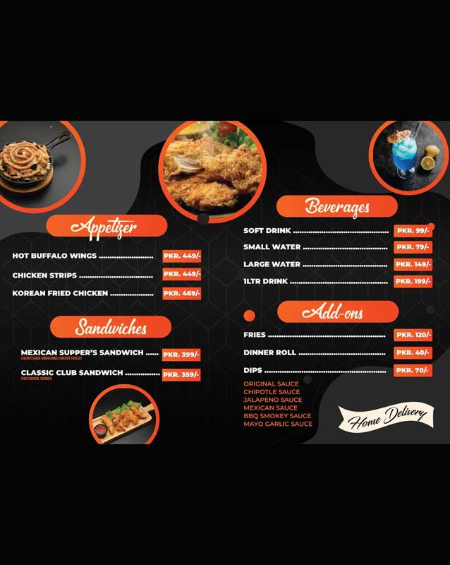 Salty Supper's menu