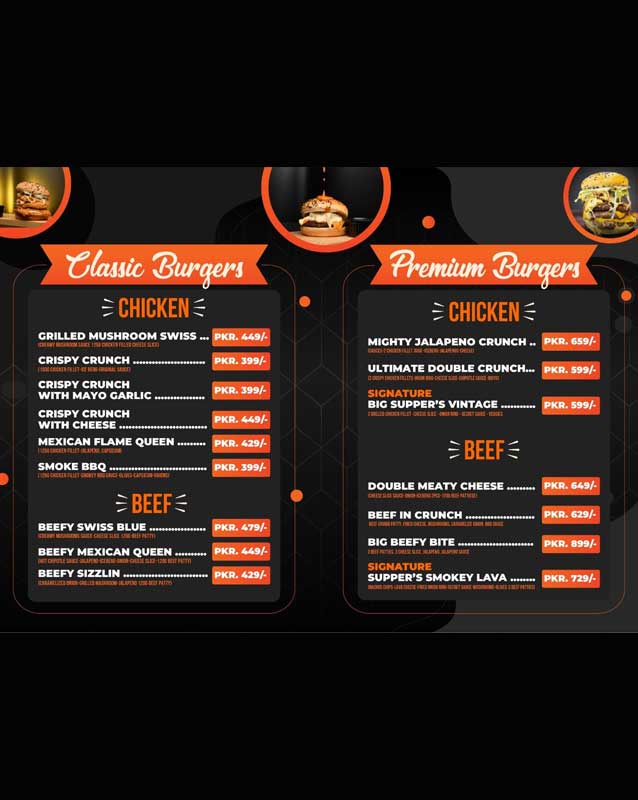 Salty Supper's menu