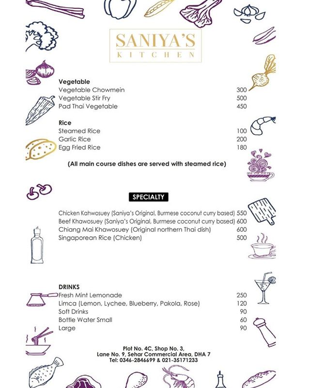 Saniya's Kitchen menu