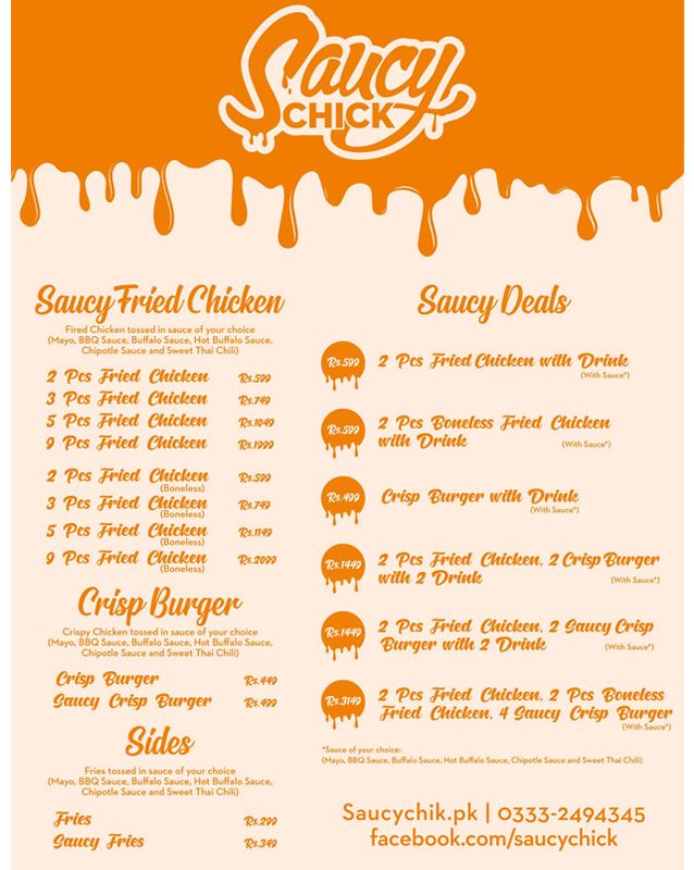 Saucy Chick menu