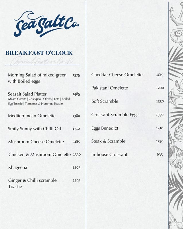 Sea Salt Co menu