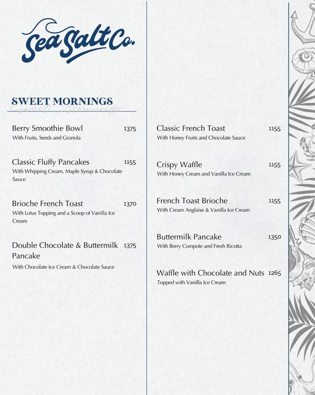 Sea Salt Co menu