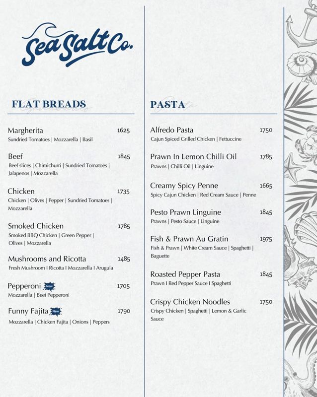Sea Salt Co menu