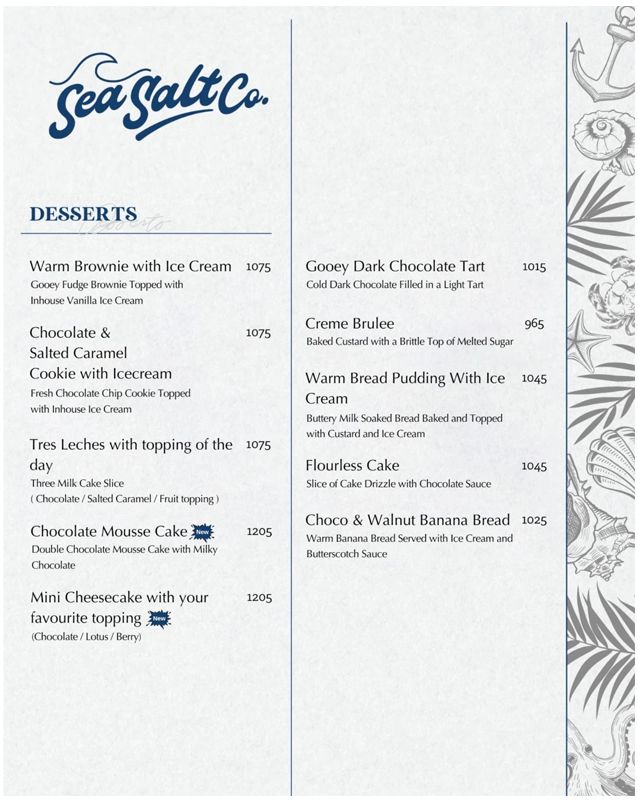 Sea Salt Co menu