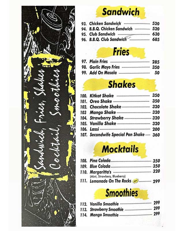 Second Wife menu