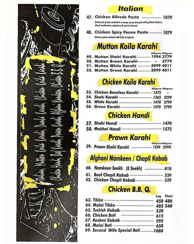 Second Wife menu