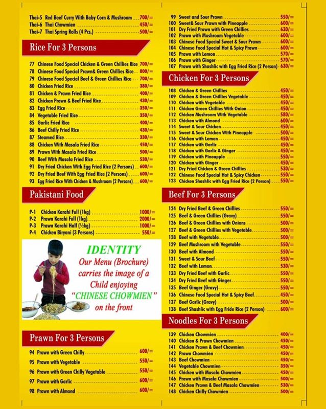 Mr Chinese Food menu