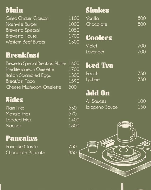 Brewesta menu