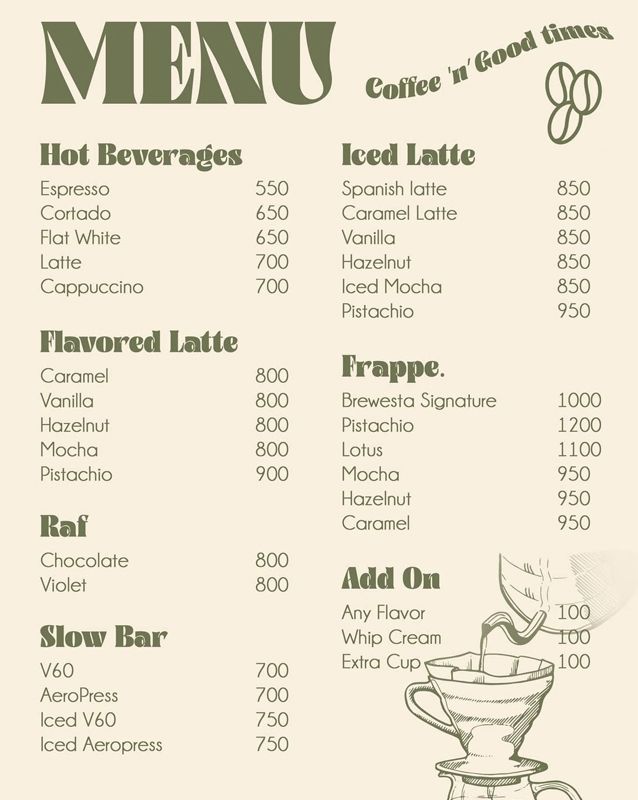 Brewesta menu