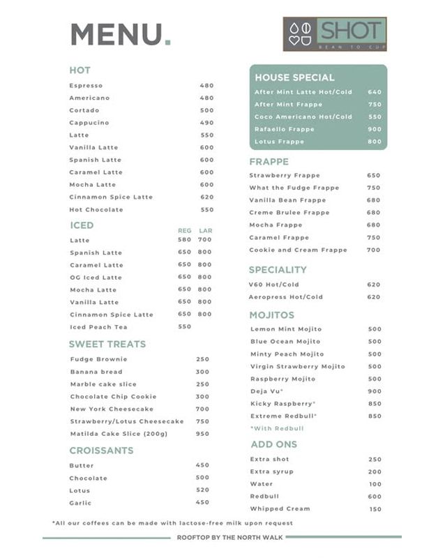 Shot menu