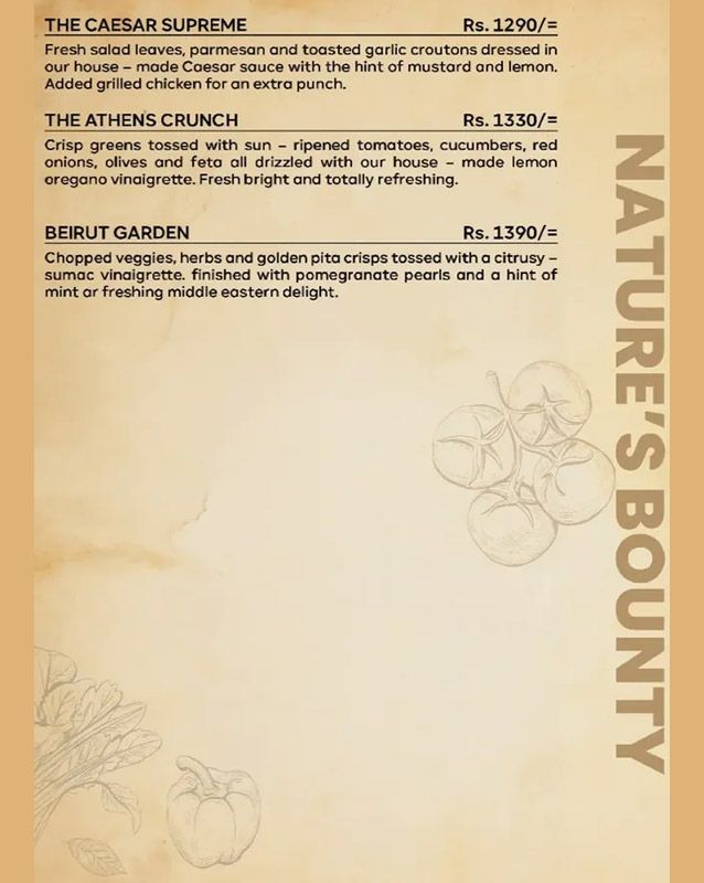 Miam’ory Cafe menu