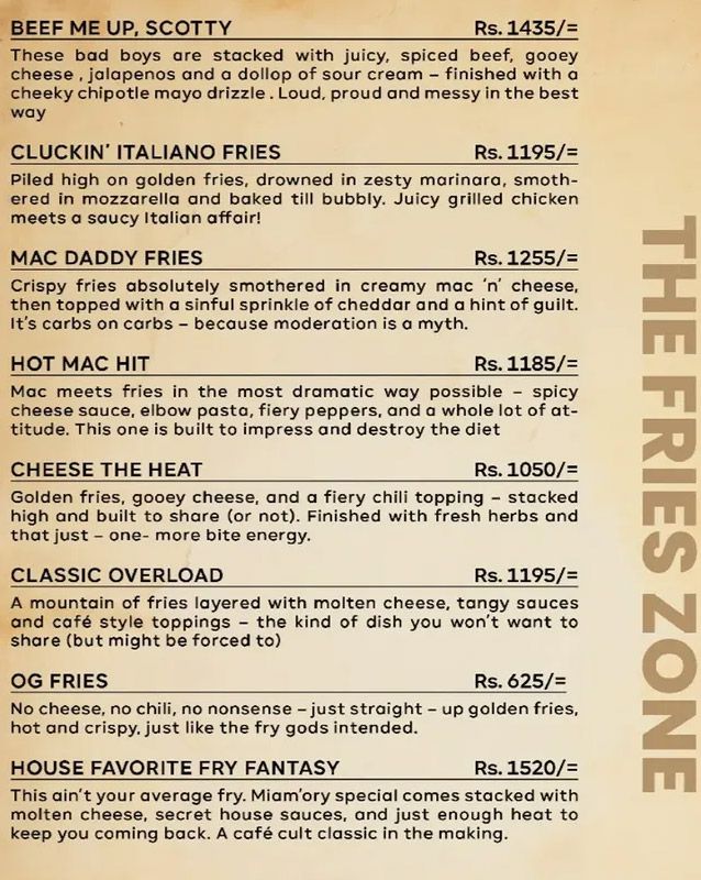Miam’ory Cafe menu
