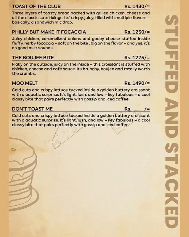 Miam’ory Cafe menu
