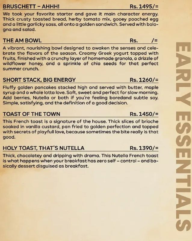 Miam’ory Cafe menu