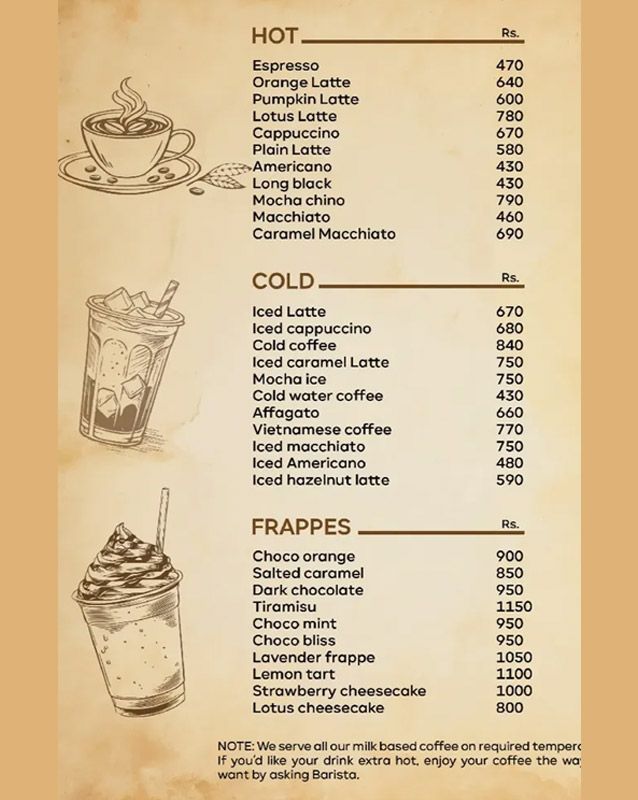Miam’ory Cafe menu