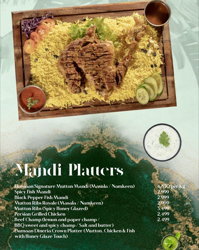 Damaan Dineria menu