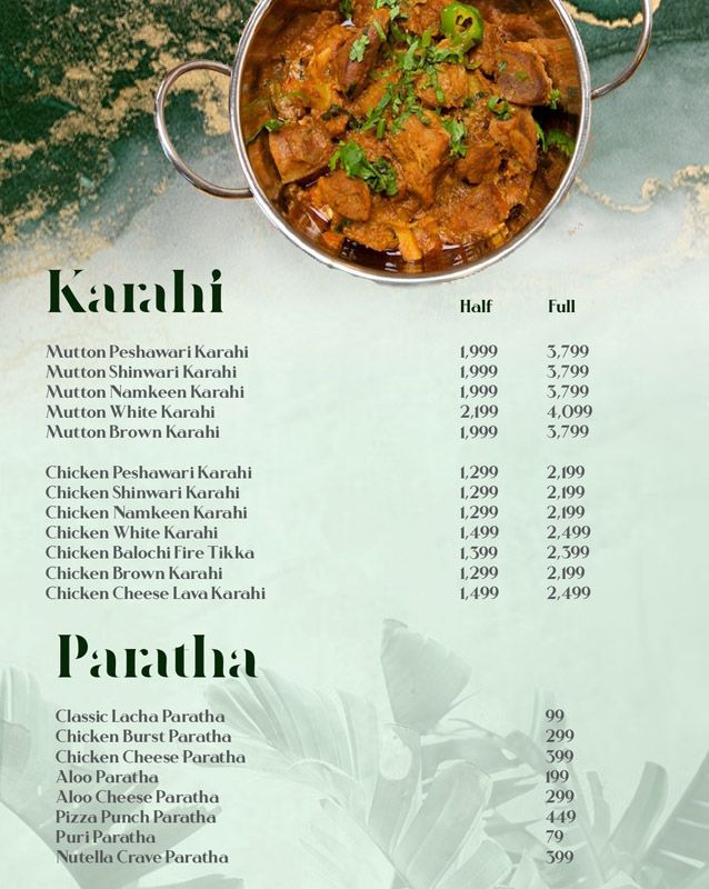Damaan Dineria menu