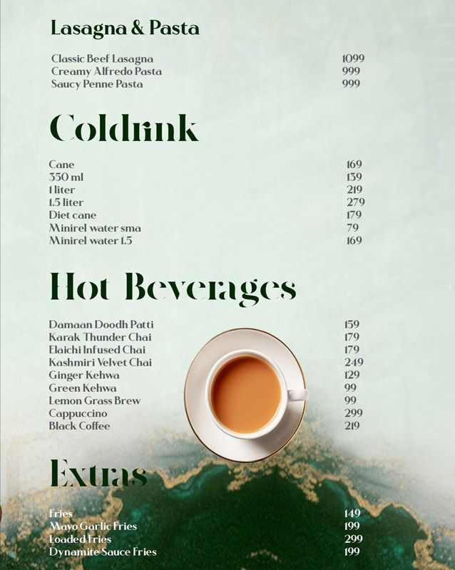 Damaan Dineria menu