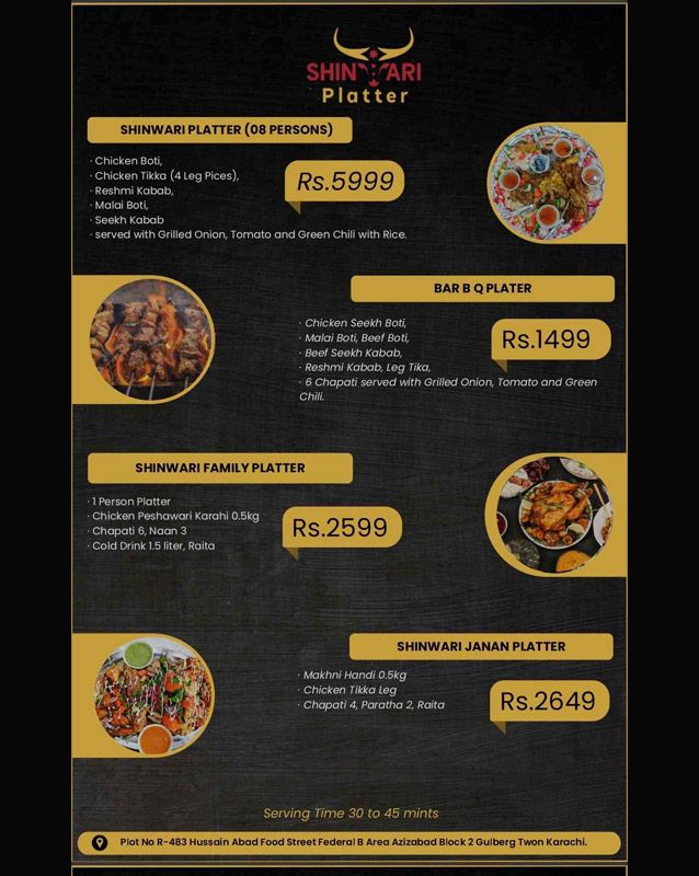 Shinwari Platter menu