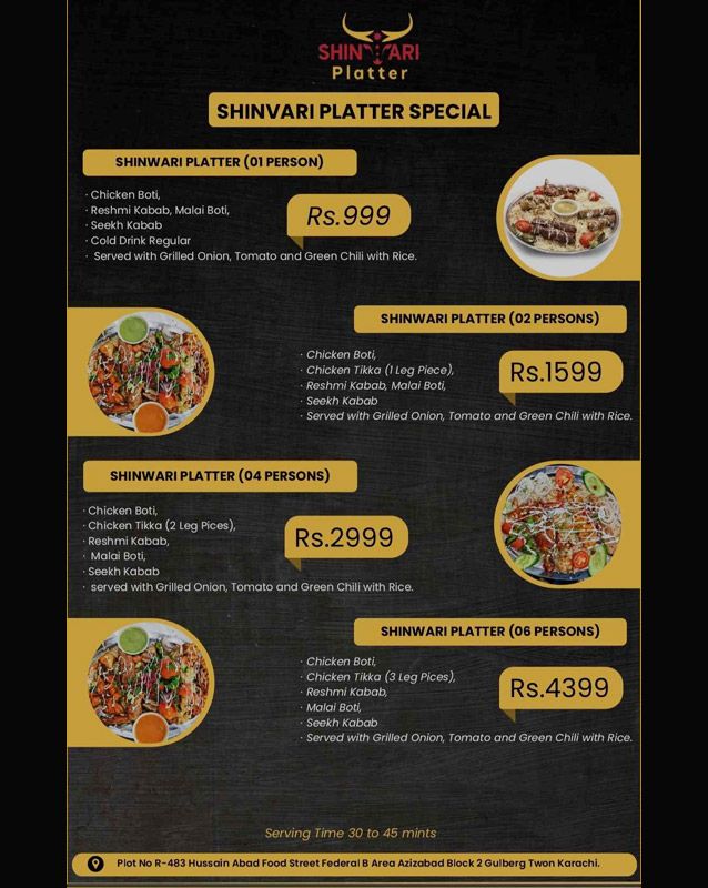 Shinwari Platter menu