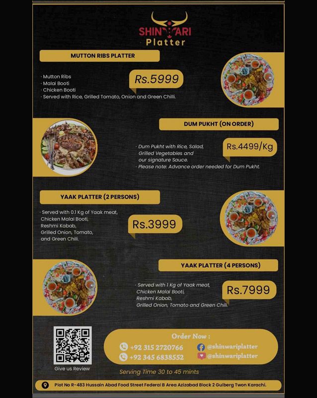 Shinwari Platter menu