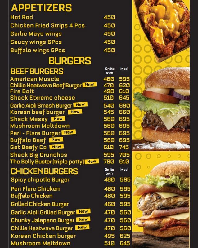 Smoke Shack menu