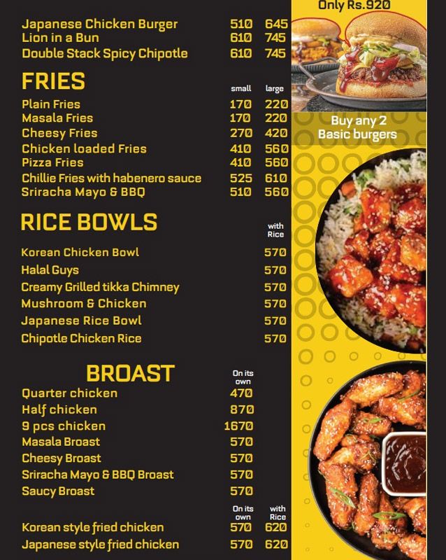 Smoke Shack menu